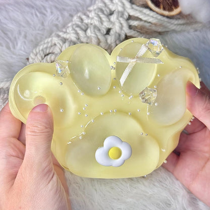 Big Taba Squishy Cat Paw, 5 in Large Paw Squeeze Toy for Stress Relief and Relax, Sticky Squishies Fidget Toys for Party Favors Novelty Things Birthday Gift (Yellow)