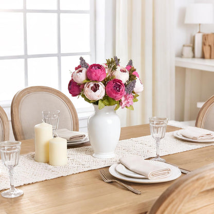 Peonies Artificial Flowers, 13 Stems Faux Peonies Real Touch 2 Pack | Look Real Silk Petals, Bendable Stems, No Wilting, Low Upkeep, Dining Table Centerpieces, Kitchen, Wedding, Party, Home Decor