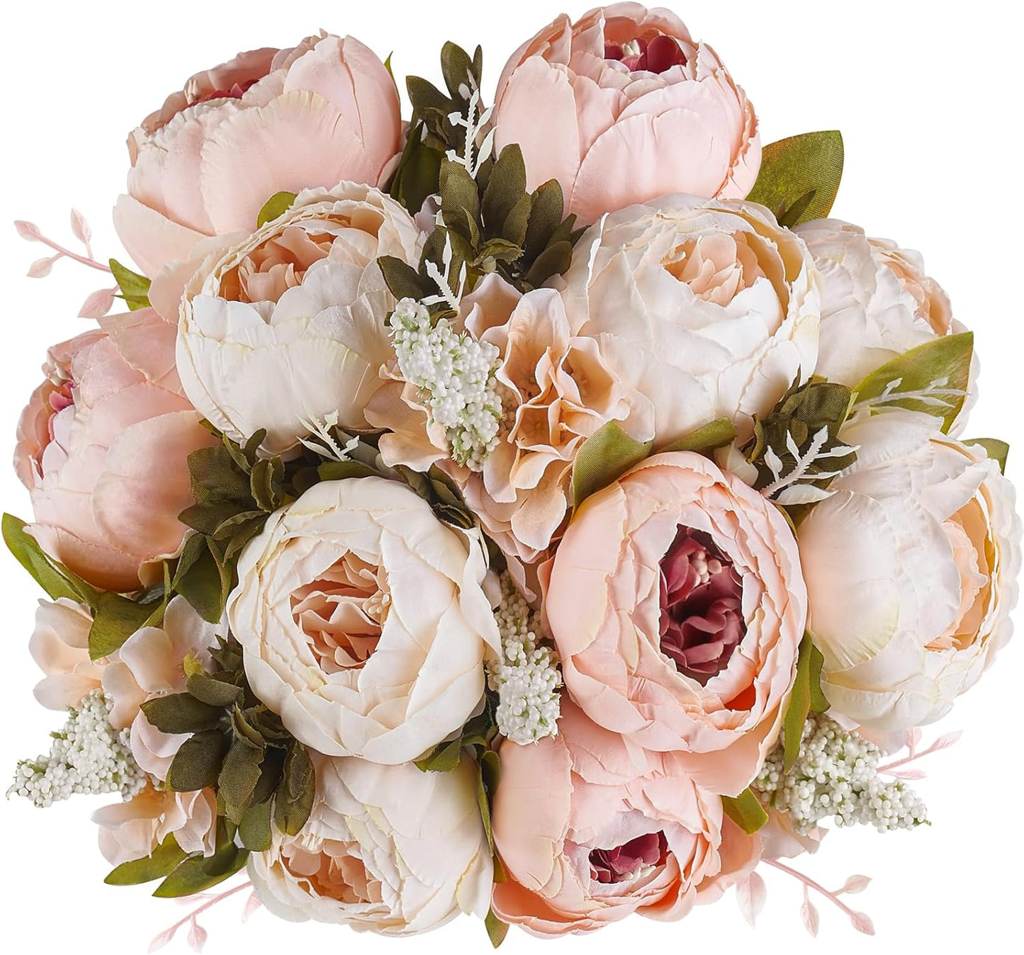 Peonies Artificial Flowers, 13 Stems Faux Peonies Real Touch 2 Pack | Look Real Silk Petals, Bendable Stems, No Wilting, Low Upkeep, Dining Table Centerpieces, Kitchen, Wedding, Party, Home Decor