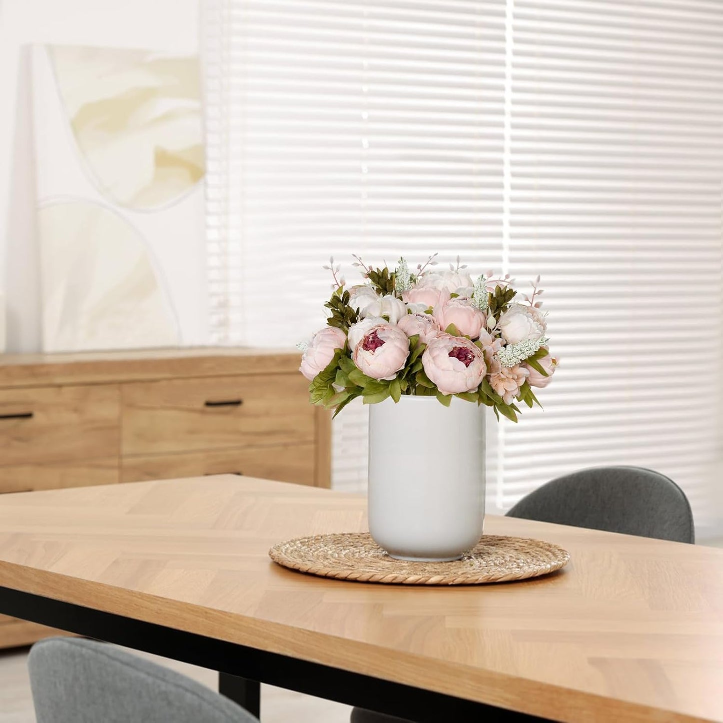 Peonies Artificial Flowers, 13 Stems Faux Peonies Real Touch 2 Pack | Look Real Silk Petals, Bendable Stems, No Wilting, Low Upkeep, Dining Table Centerpieces, Kitchen, Wedding, Party, Home Decor