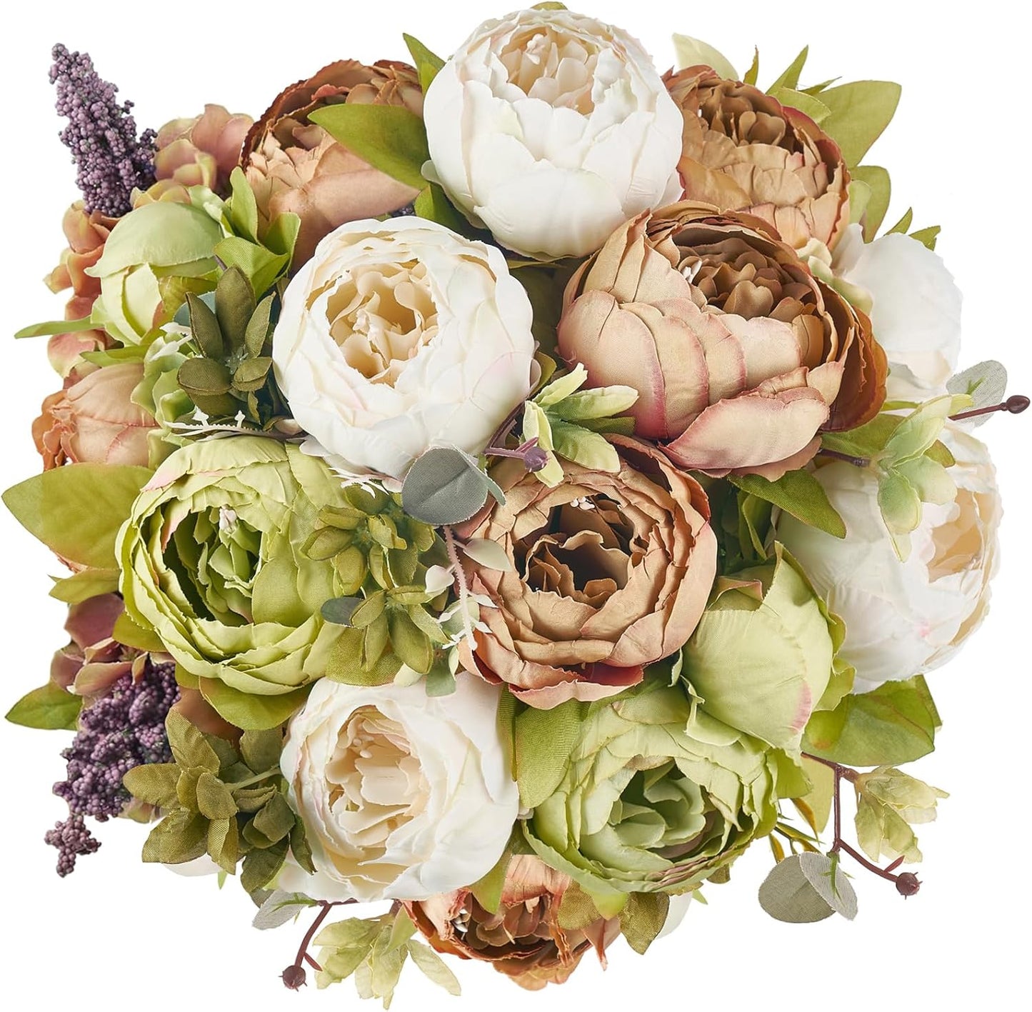 Peonies Artificial Flowers, 13 Stems Faux Peonies Real Touch 2 Pack | Look Real Silk Petals, Bendable Stems, No Wilting, Low Upkeep, Dining Table Centerpieces, Kitchen, Wedding, Party, Home Decor