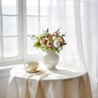 Peonies Artificial Flowers, 13 Stems Faux Peonies Real Touch 2 Pack | Look Real Silk Petals, Bendable Stems, No Wilting, Low Upkeep, Dining Table Centerpieces, Kitchen, Wedding, Party, Home Decor