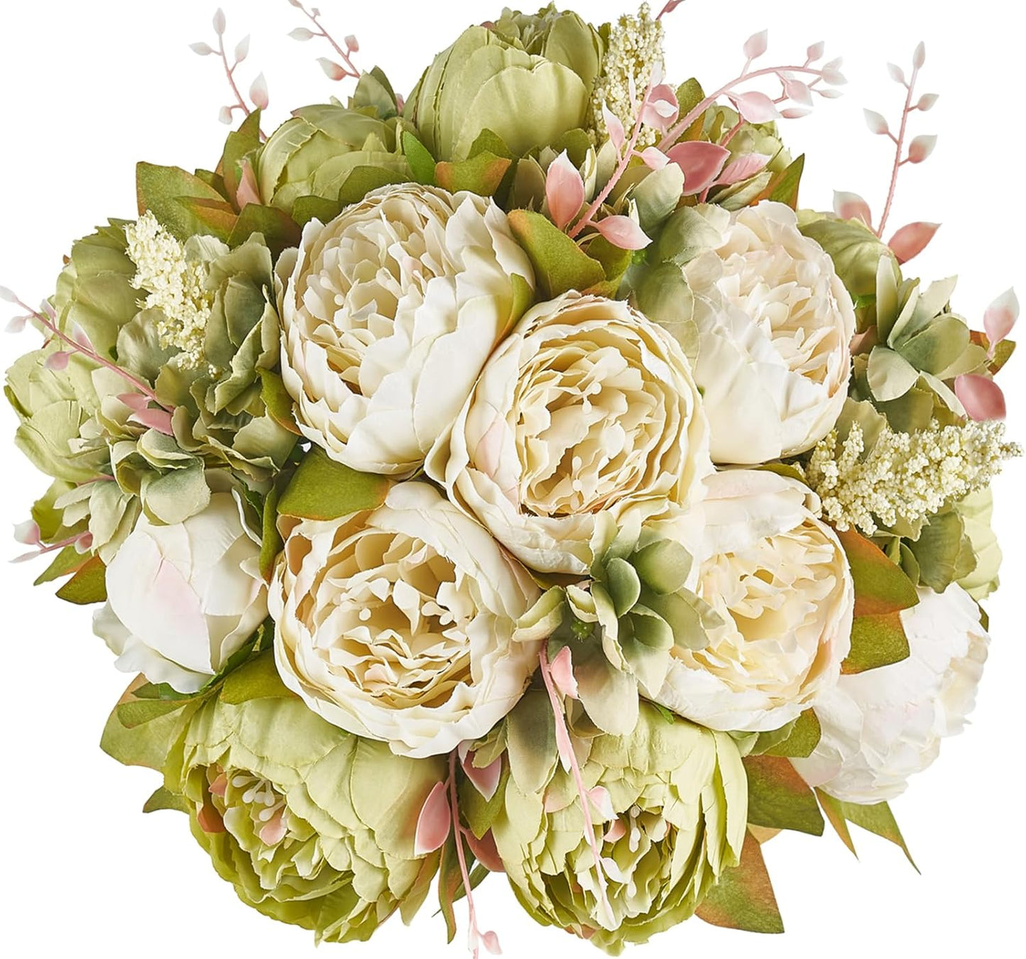Peonies Artificial Flowers, 13 Stems Faux Peonies Real Touch 2 Pack | Look Real Silk Petals, Bendable Stems, No Wilting, Low Upkeep, Dining Table Centerpieces, Kitchen, Wedding, Party, Home Decor