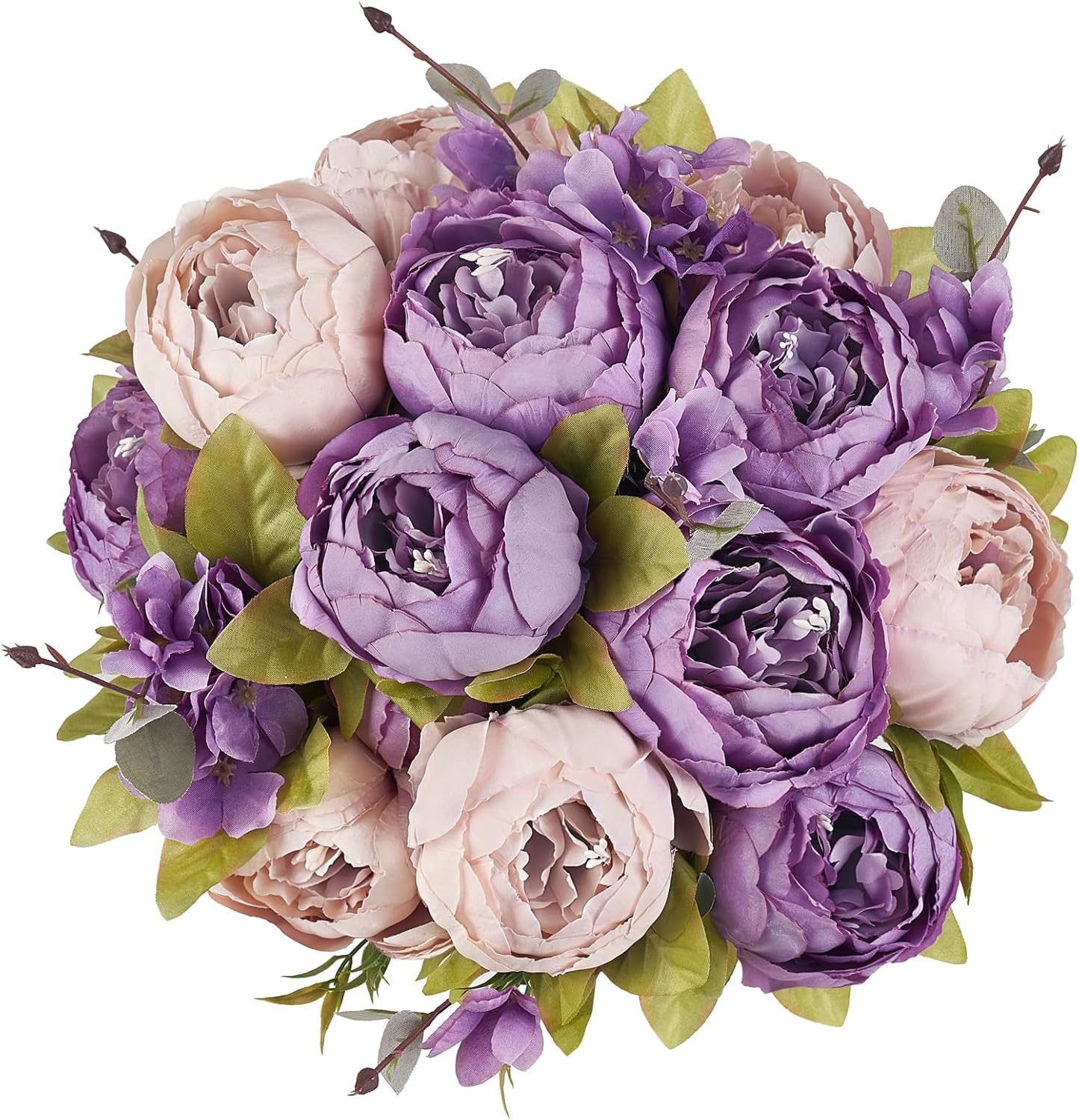 Peonies Artificial Flowers, 13 Stems Faux Peonies Real Touch 2 Pack | Look Real Silk Petals, Bendable Stems, No Wilting, Low Upkeep, Dining Table Centerpieces, Kitchen, Wedding, Party, Home Decor