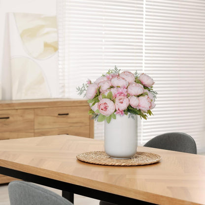 Peonies Artificial Flowers, 13 Stems Faux Peonies Real Touch 2 Pack | Look Real Silk Petals, Bendable Stems, No Wilting, Low Upkeep, Dining Table Centerpieces, Kitchen, Wedding, Party, Home Decor