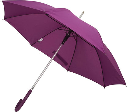 Automatic Open Aluminum Shaft Rubberized Grip Handle Umbrella (Purple)