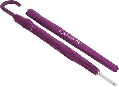 Automatic Open Aluminum Shaft Rubberized Grip Handle Umbrella (Purple)