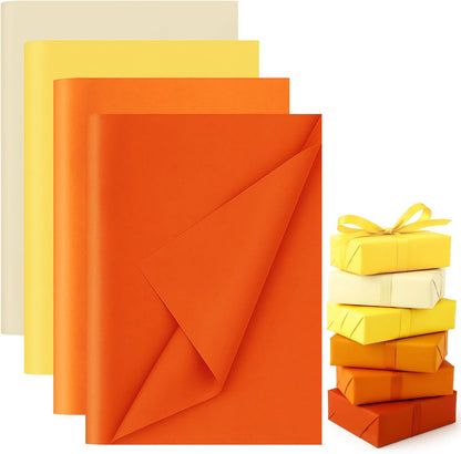 112 Sheets Orange Tissue Paper, 20x14 Inch Yellow Tissue Paper for Gift Bags, DIY Crafts Gift Wrapping Decor
