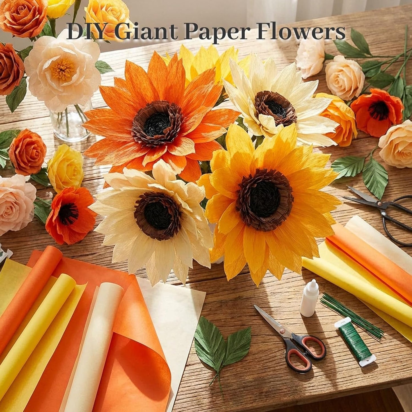 112 Sheets Orange Tissue Paper, 20x14 Inch Yellow Tissue Paper for Gift Bags, DIY Crafts Gift Wrapping Decor