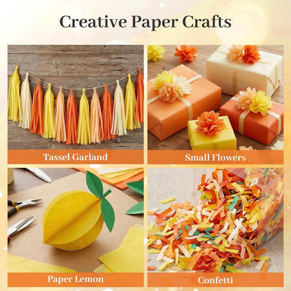 112 Sheets Orange Tissue Paper, 20x14 Inch Yellow Tissue Paper for Gift Bags, DIY Crafts Gift Wrapping Decor