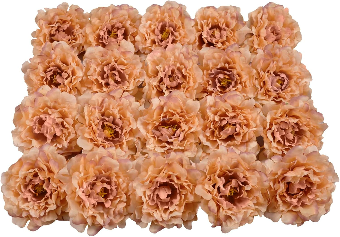 Artificial Flower Peonies, 20 Pcs Yellow Flowers Bulk Heads with Stem | 5 Inch Silk Fake Peony for DIY Crafts Garland, No Leaf, Faux Peonies Flowers for Wedding Home Party Centerpiece Signage Decor