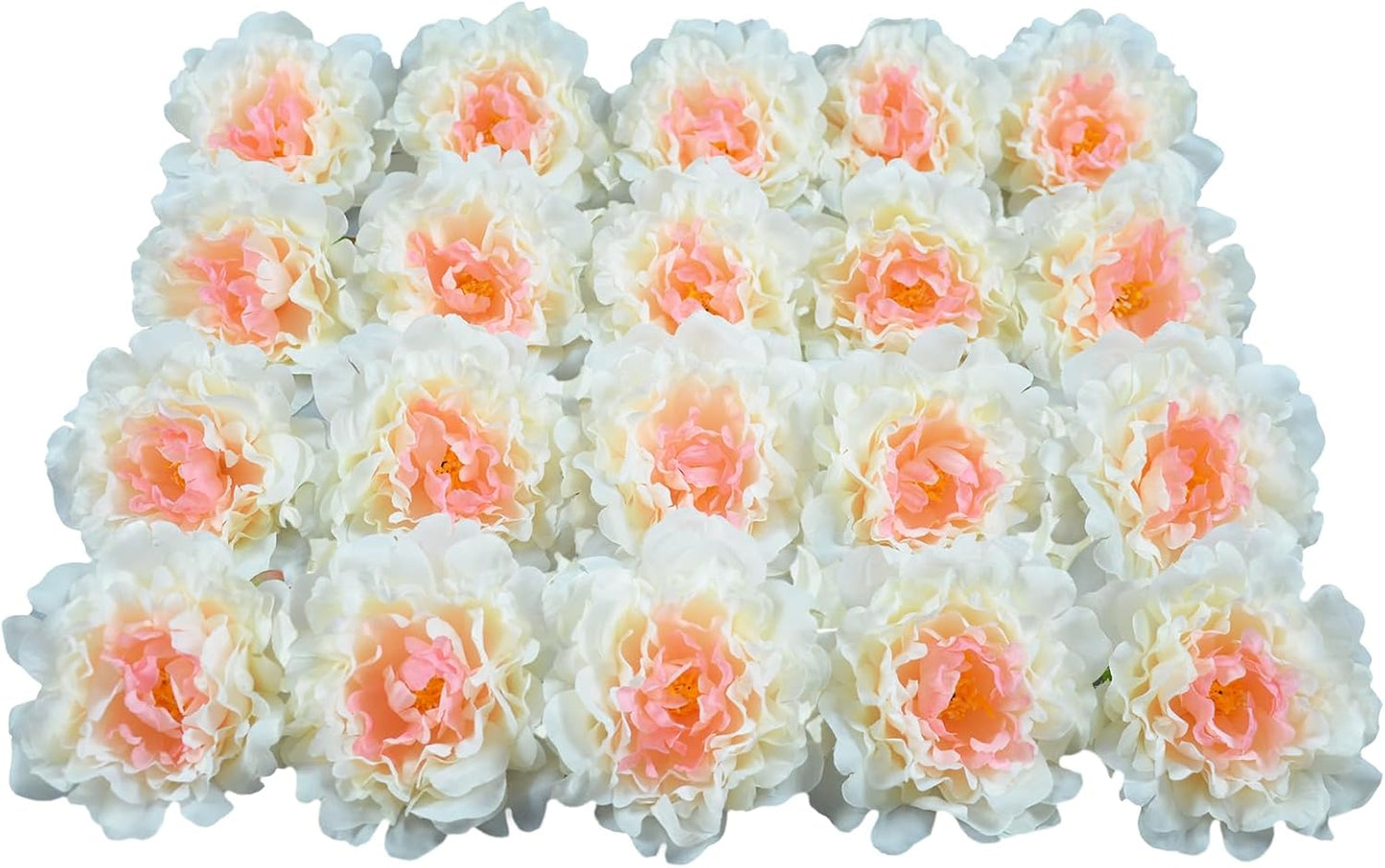 Artificial Flower Peonies, 20 Pcs Yellow Flowers Bulk Heads with Stem | 5 Inch Silk Fake Peony for DIY Crafts Garland, No Leaf, Faux Peonies Flowers for Wedding Home Party Centerpiece Signage Decor