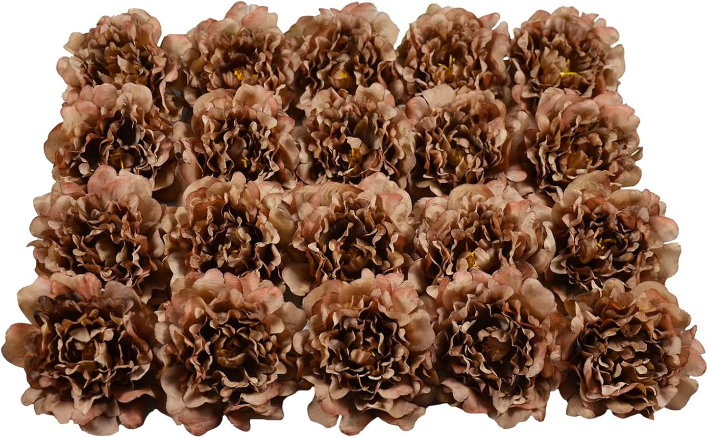 Artificial Flower Peonies, 20 Pcs Yellow Flowers Bulk Heads with Stem | 5 Inch Silk Fake Peony for DIY Crafts Garland, No Leaf, Faux Peonies Flowers for Wedding Home Party Centerpiece Signage Decor