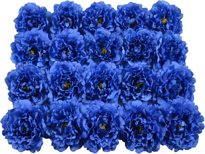 Artificial Flower Peonies, 20 Pcs Yellow Flowers Bulk Heads with Stem | 5 Inch Silk Fake Peony for DIY Crafts Garland, No Leaf, Faux Peonies Flowers for Wedding Home Party Centerpiece Signage Decor