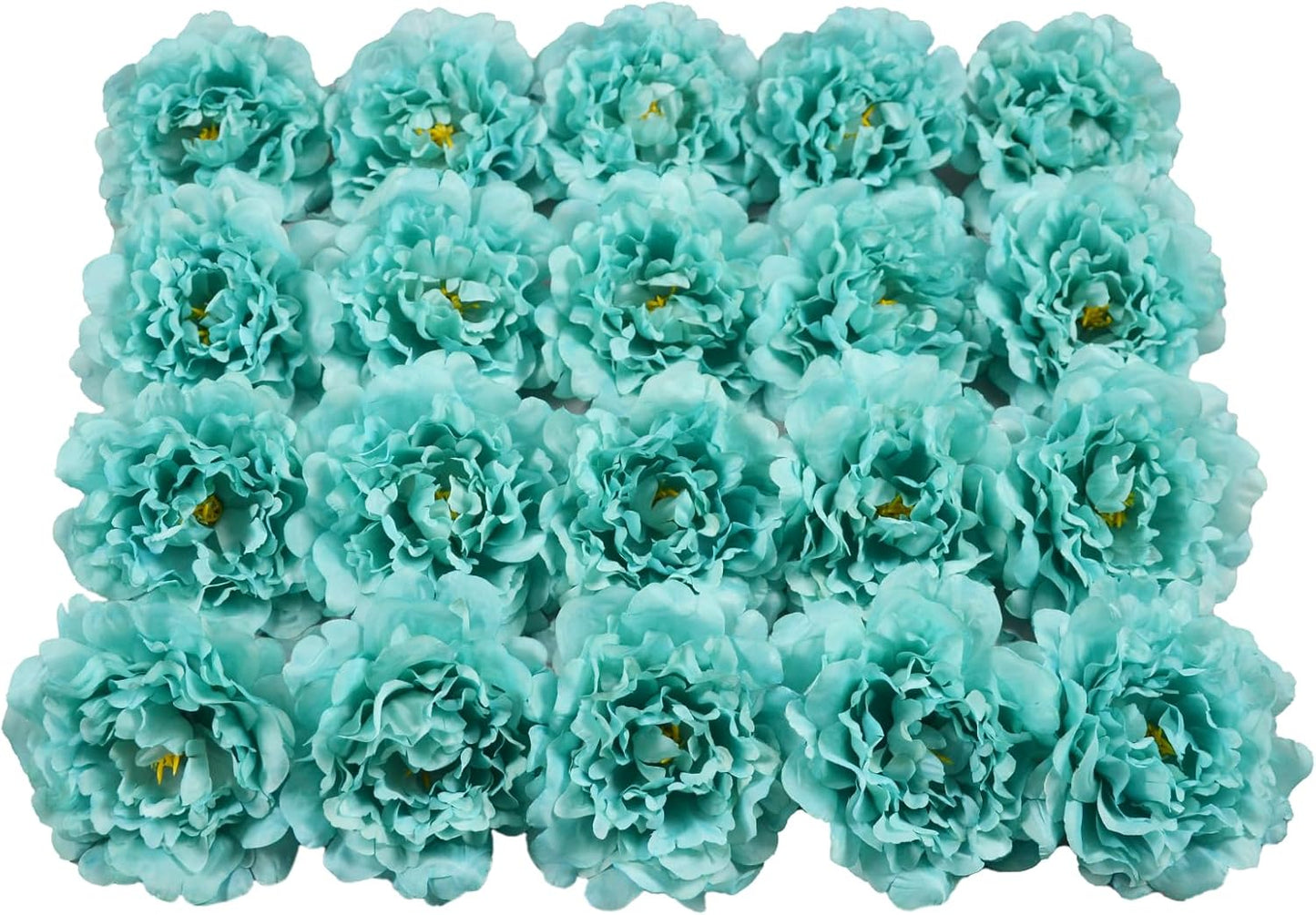 Artificial Flower Peonies, 20 Pcs Yellow Flowers Bulk Heads with Stem | 5 Inch Silk Fake Peony for DIY Crafts Garland, No Leaf, Faux Peonies Flowers for Wedding Home Party Centerpiece Signage Decor