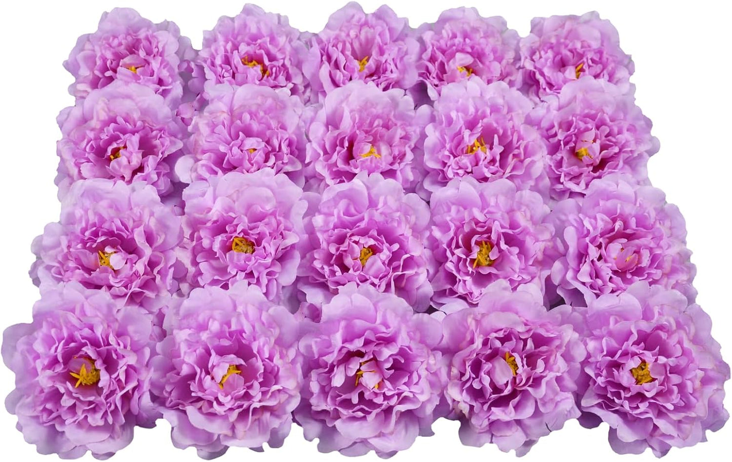 Artificial Flower Peonies, 20 Pcs Yellow Flowers Bulk Heads with Stem | 5 Inch Silk Fake Peony for DIY Crafts Garland, No Leaf, Faux Peonies Flowers for Wedding Home Party Centerpiece Signage Decor