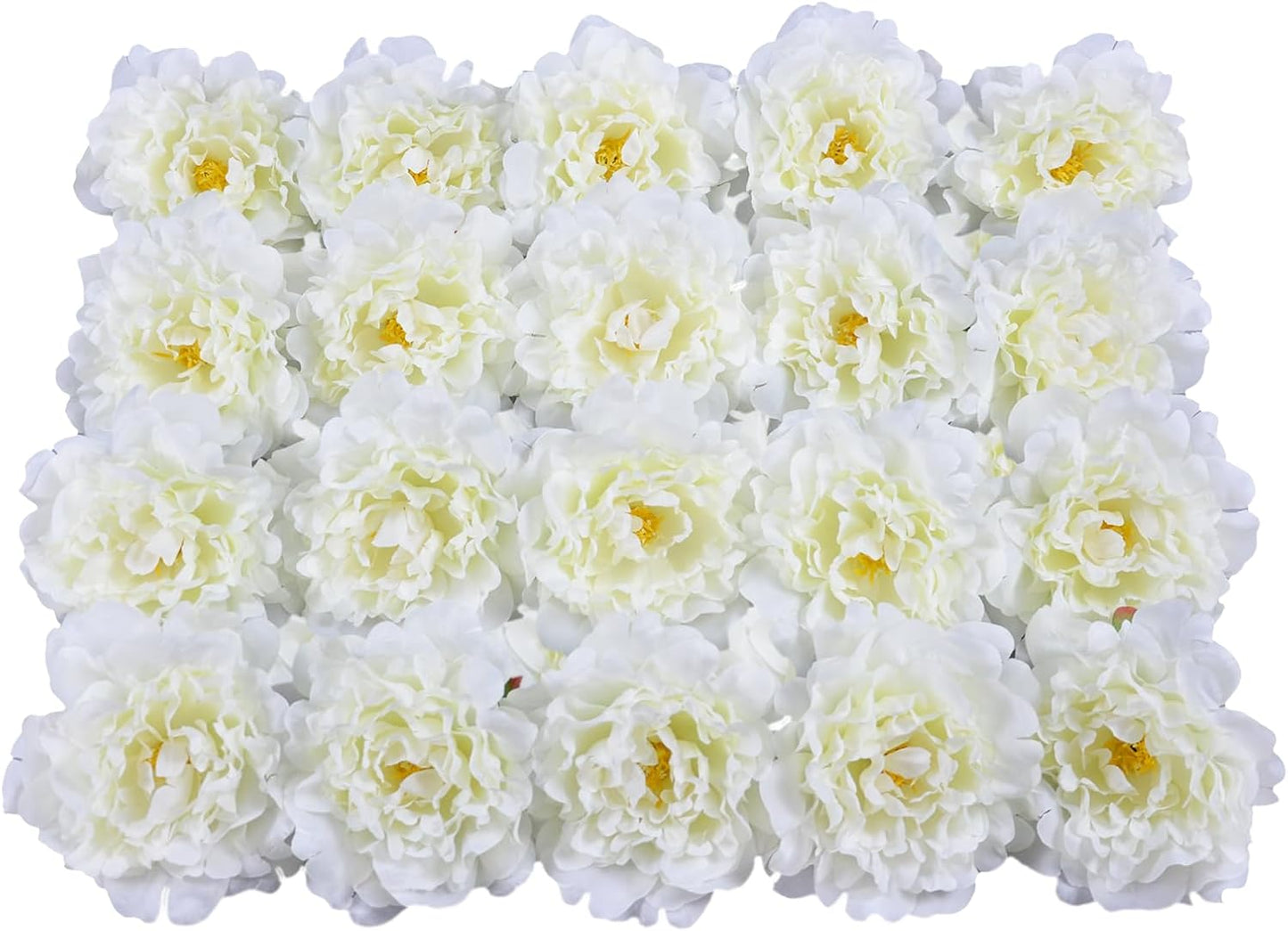 Artificial Flower Peonies, 20 Pcs Yellow Flowers Bulk Heads with Stem | 5 Inch Silk Fake Peony for DIY Crafts Garland, No Leaf, Faux Peonies Flowers for Wedding Home Party Centerpiece Signage Decor