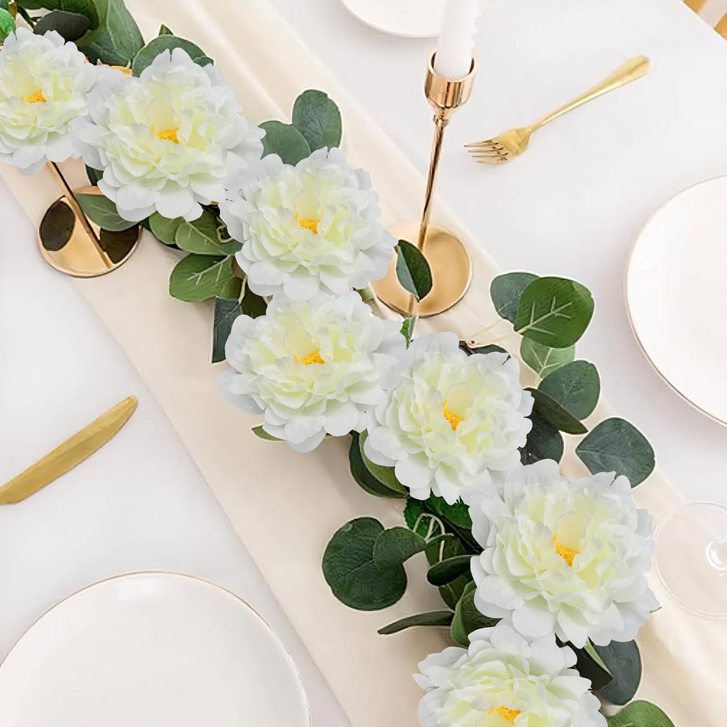 Artificial Flower Peonies, 20 Pcs Yellow Flowers Bulk Heads with Stem | 5 Inch Silk Fake Peony for DIY Crafts Garland, No Leaf, Faux Peonies Flowers for Wedding Home Party Centerpiece Signage Decor