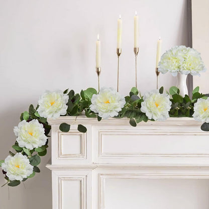 Artificial Flower Peonies, 20 Pcs Yellow Flowers Bulk Heads with Stem | 5 Inch Silk Fake Peony for DIY Crafts Garland, No Leaf, Faux Peonies Flowers for Wedding Home Party Centerpiece Signage Decor