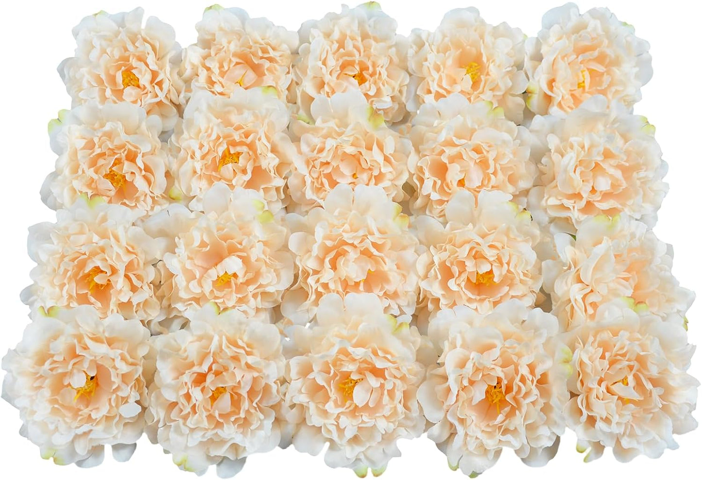 Artificial Flower Peonies, 20 Pcs Yellow Flowers Bulk Heads with Stem | 5 Inch Silk Fake Peony for DIY Crafts Garland, No Leaf, Faux Peonies Flowers for Wedding Home Party Centerpiece Signage Decor