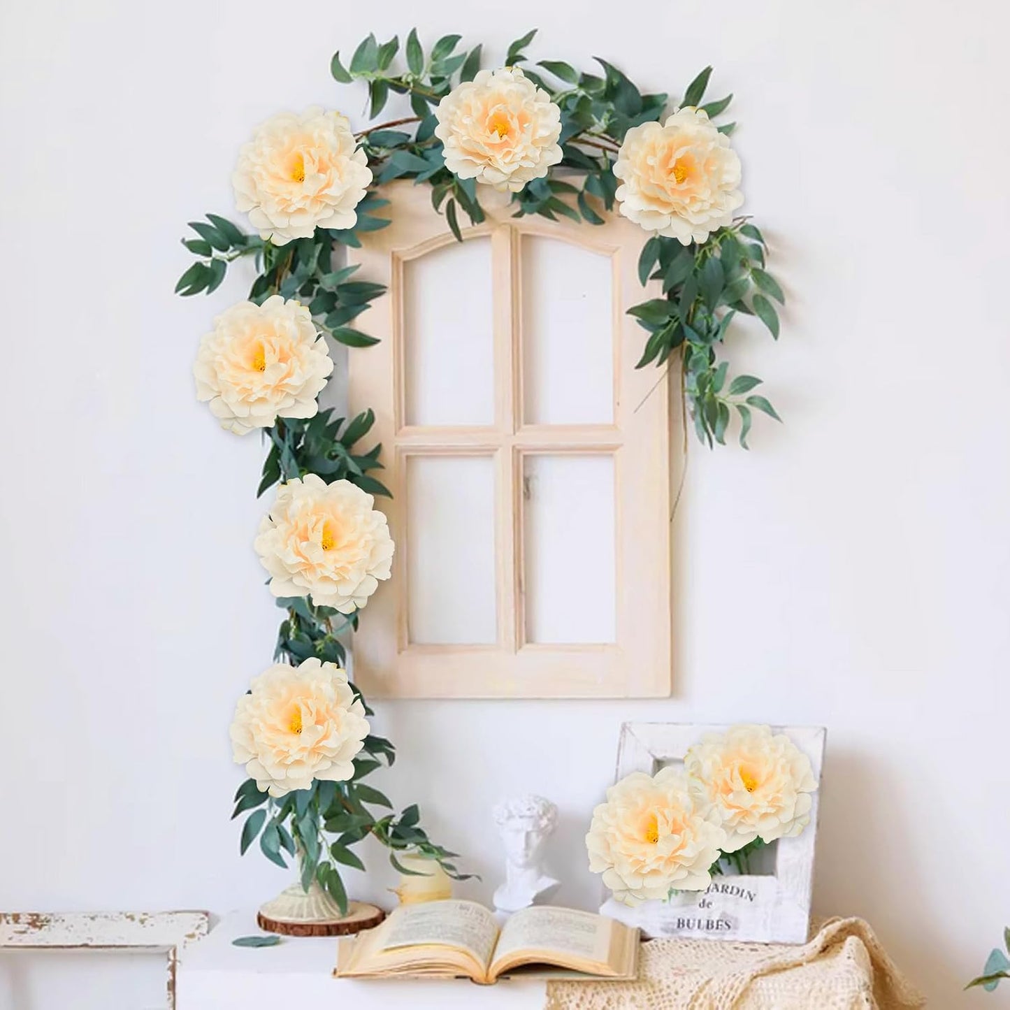 Artificial Flower Peonies, 20 Pcs Yellow Flowers Bulk Heads with Stem | 5 Inch Silk Fake Peony for DIY Crafts Garland, No Leaf, Faux Peonies Flowers for Wedding Home Party Centerpiece Signage Decor