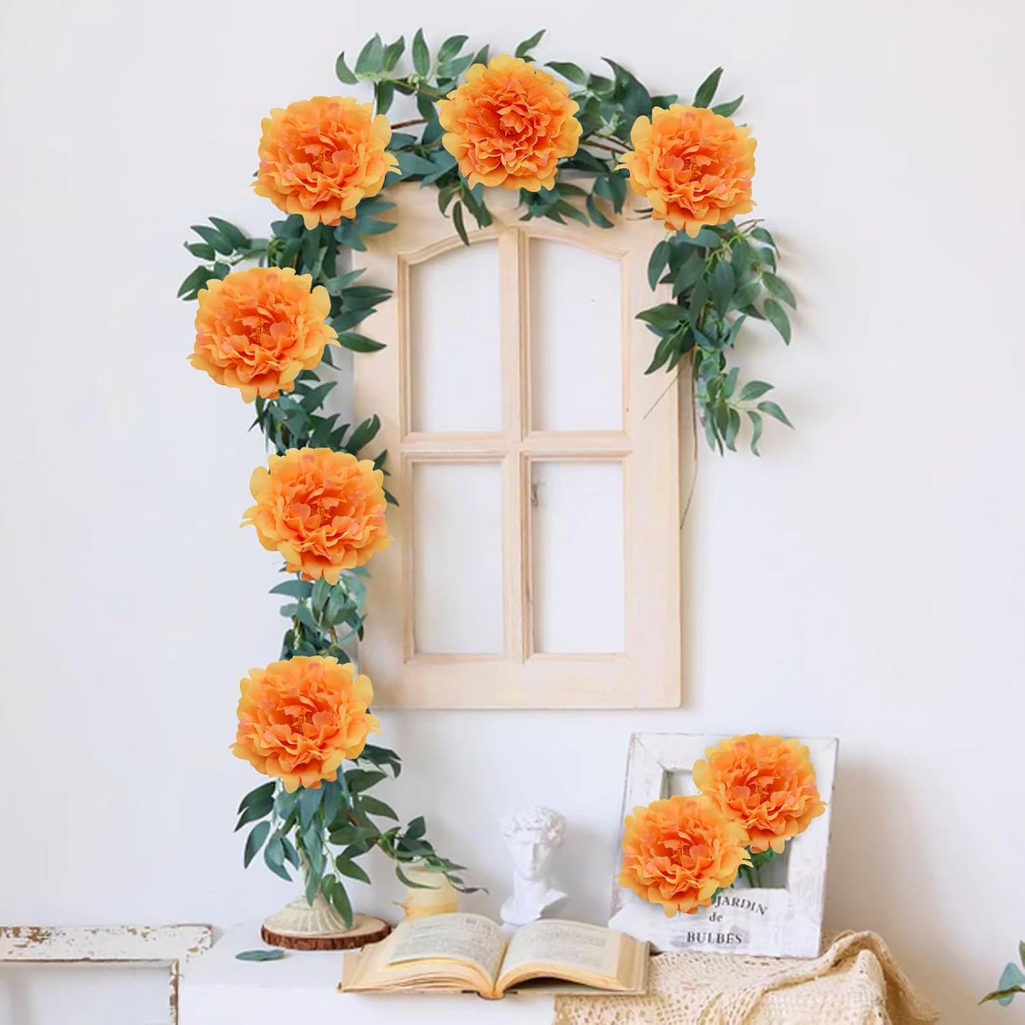 Artificial Flower Peonies, 20 Pcs Yellow Flowers Bulk Heads with Stem | 5 Inch Silk Fake Peony for DIY Crafts Garland, No Leaf, Faux Peonies Flowers for Wedding Home Party Centerpiece Signage Decor