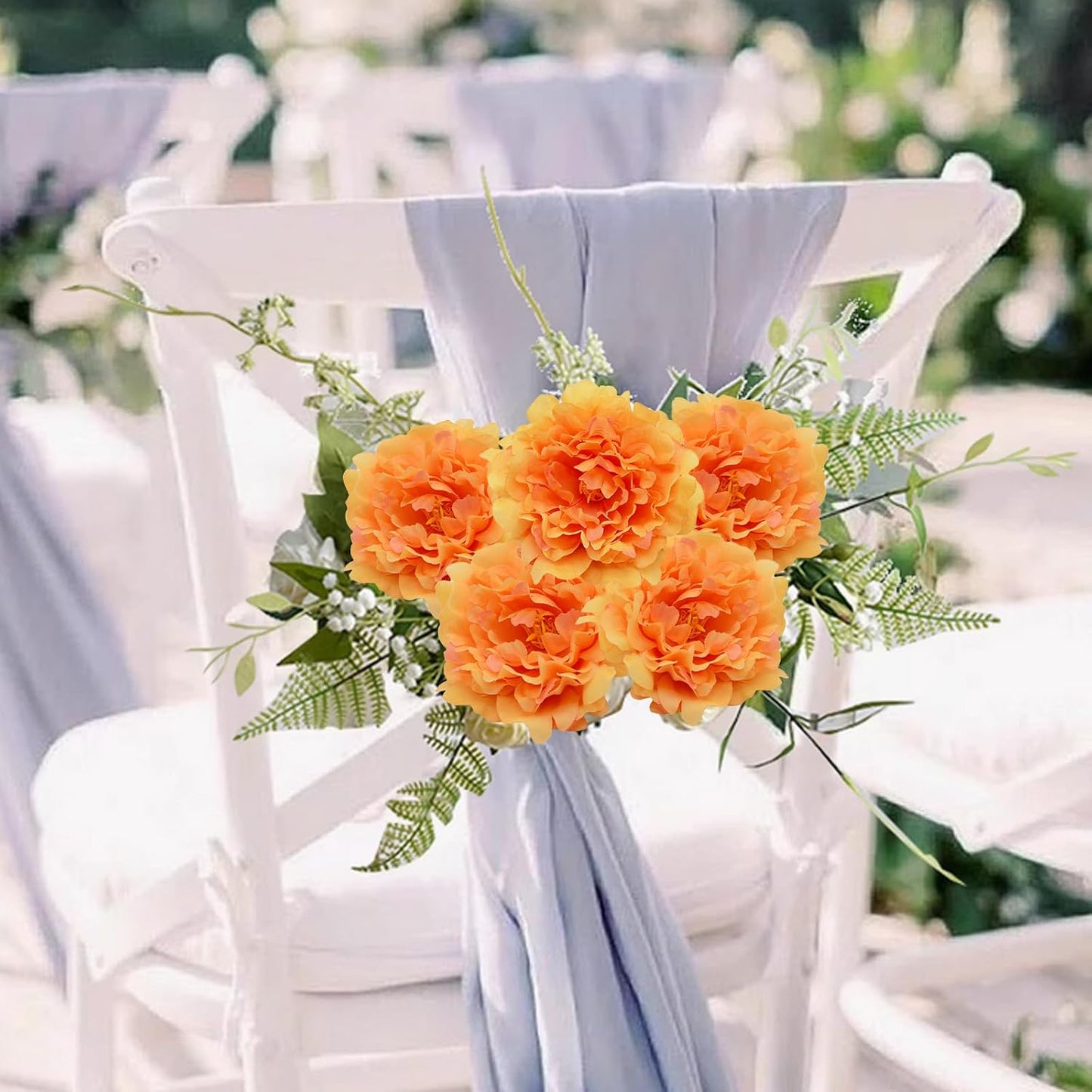 Artificial Flower Peonies, 20 Pcs Yellow Flowers Bulk Heads with Stem | 5 Inch Silk Fake Peony for DIY Crafts Garland, No Leaf, Faux Peonies Flowers for Wedding Home Party Centerpiece Signage Decor