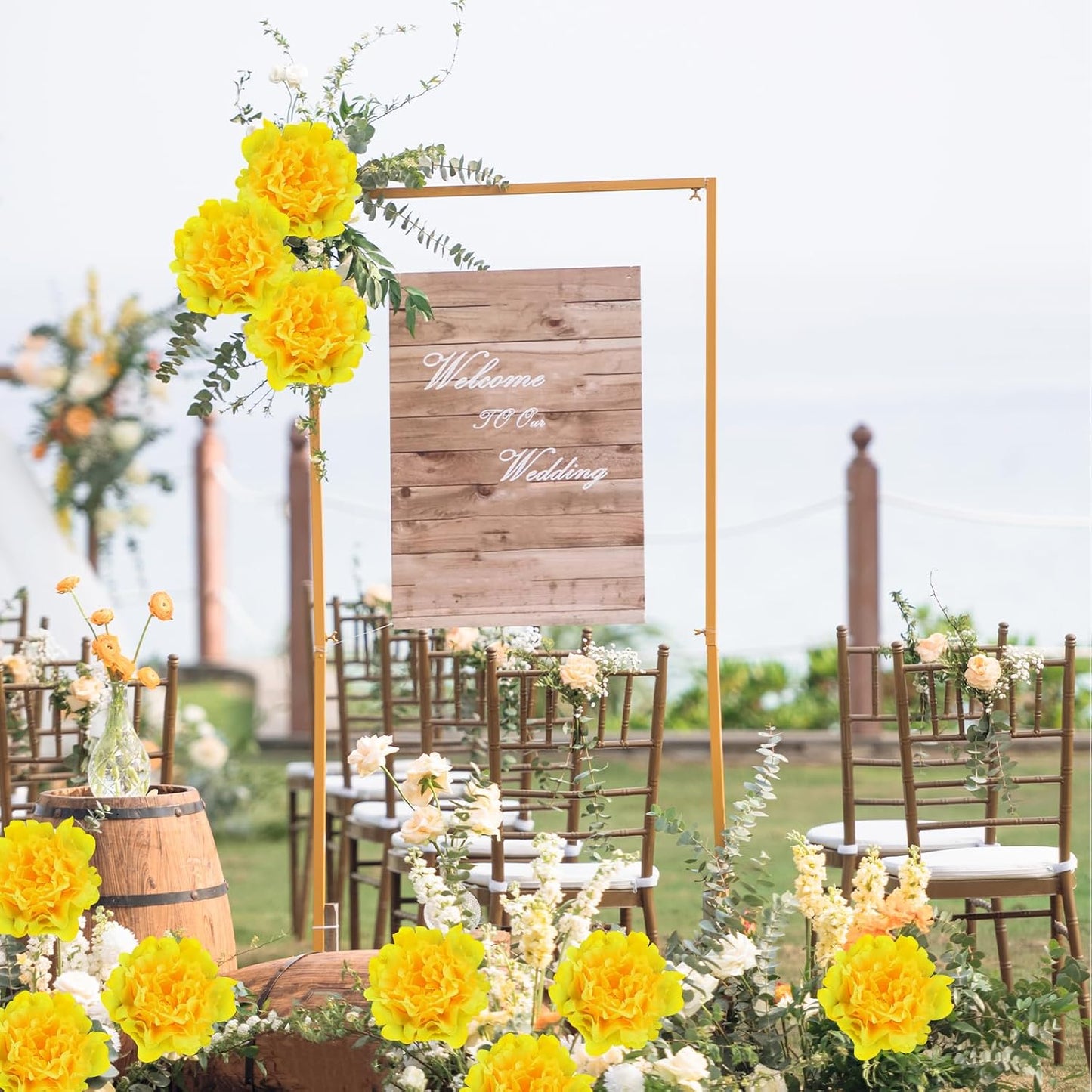 Artificial Flower Peonies, 20 Pcs Yellow Flowers Bulk Heads with Stem | 5 Inch Silk Fake Peony for DIY Crafts Garland, No Leaf, Faux Peonies Flowers for Wedding Home Party Centerpiece Signage Decor