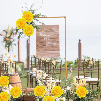 Artificial Flower Peonies, 20 Pcs Yellow Flowers Bulk Heads with Stem | 5 Inch Silk Fake Peony for DIY Crafts Garland, No Leaf, Faux Peonies Flowers for Wedding Home Party Centerpiece Signage Decor