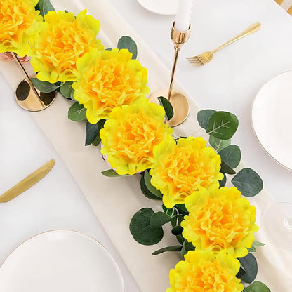 Artificial Flower Peonies, 20 Pcs Yellow Flowers Bulk Heads with Stem | 5 Inch Silk Fake Peony for DIY Crafts Garland, No Leaf, Faux Peonies Flowers for Wedding Home Party Centerpiece Signage Decor