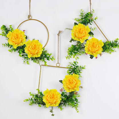 Artificial Flower Peonies, 20 Pcs Yellow Flowers Bulk Heads with Stem | 5 Inch Silk Fake Peony for DIY Crafts Garland, No Leaf, Faux Peonies Flowers for Wedding Home Party Centerpiece Signage Decor