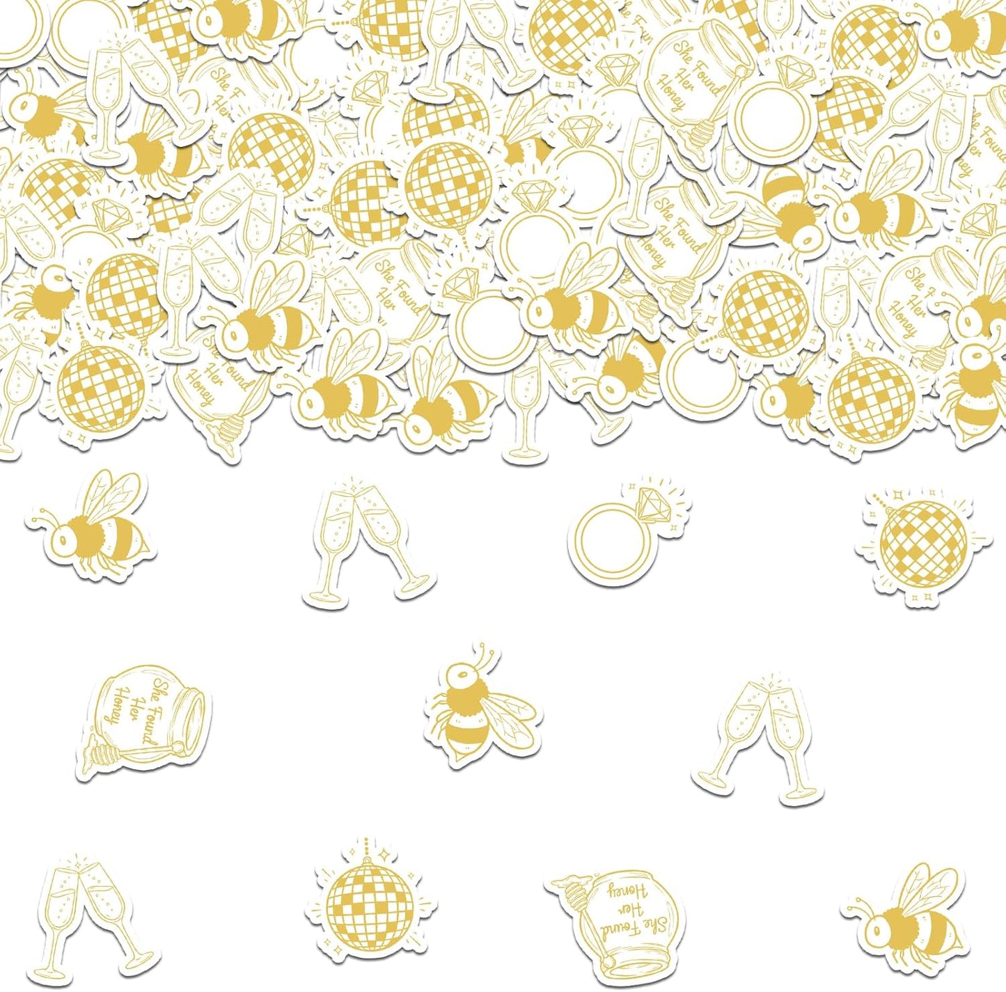 She Found Her Honey Bachelorette Party Confetti 200Pcs Yellow Bee Theme Table Scatter Decorations Double-Sided Paper Bridal Shower Wedding Baby Shower Party Supplies