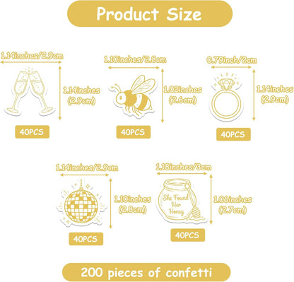 She Found Her Honey Bachelorette Party Confetti 200Pcs Yellow Bee Theme Table Scatter Decorations Double-Sided Paper Bridal Shower Wedding Baby Shower Party Supplies