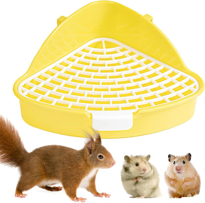 Corner Rabbit Litter Pan for Cage, 9.76 x 4.13 in Potty Training Toilet Box with Buckles, for Small Animals, Yellow