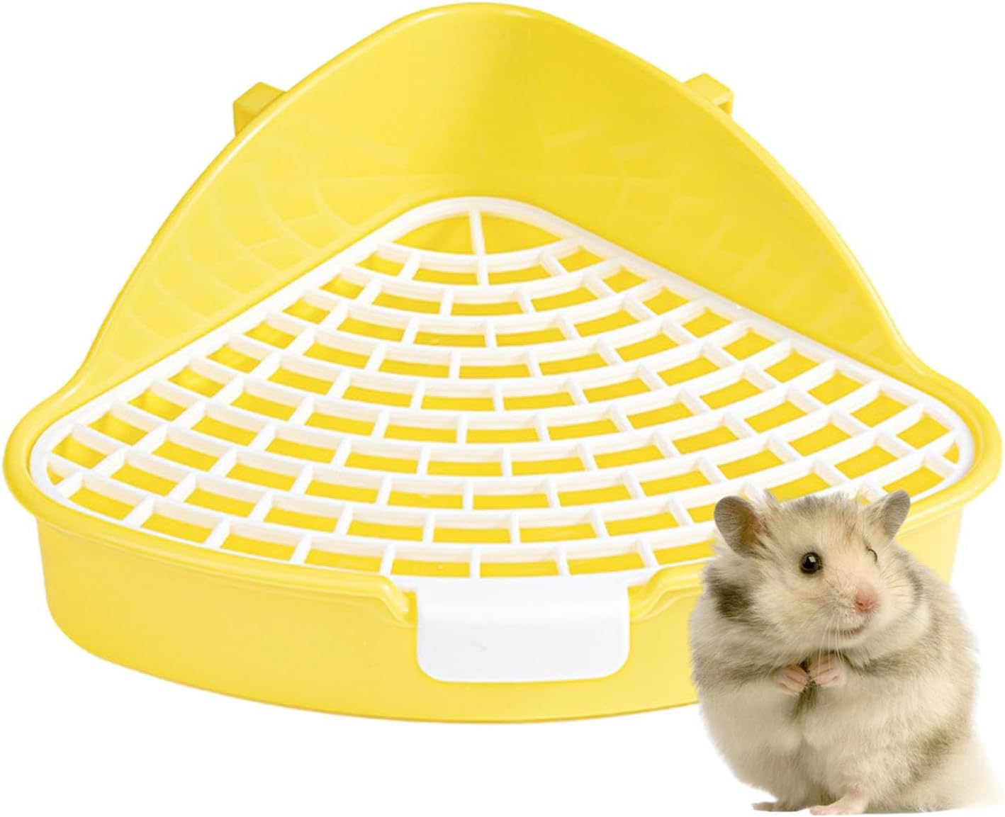 Corner Rabbit Litter Pan for Cage, 9.76 x 4.13 in Potty Training Toilet Box with Buckles, for Small Animals, Yellow