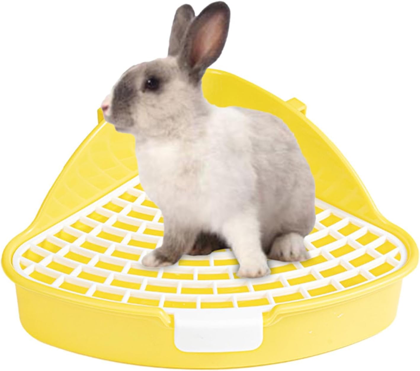 Corner Rabbit Litter Pan for Cage, 9.76 x 4.13 in Potty Training Toilet Box with Buckles, for Small Animals, Yellow