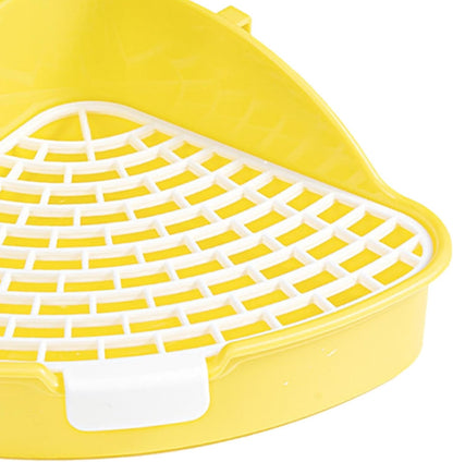 Corner Rabbit Litter Pan for Cage, 9.76 x 4.13 in Potty Training Toilet Box with Buckles, for Small Animals, Yellow