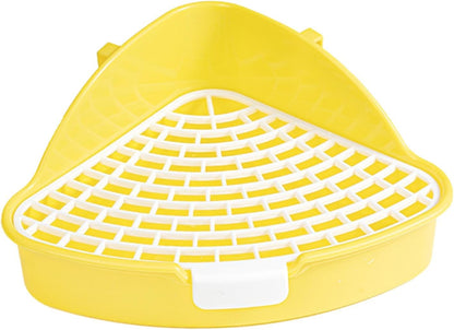 Corner Rabbit Litter Pan for Cage, 9.76 x 4.13 in Potty Training Toilet Box with Buckles, for Small Animals, Yellow