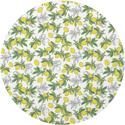 Lemon Round Rugs 4ft Summer Area Rug Green Yellow Low Pile Washable Rug Non Slip Rubber Backing Circle Carpet Doormat for Living Room Bedroom Entryway