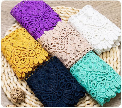 YYCRAFT Lace Trim Embroidery,4 Inch Wide Curtain Tablecloth Slipcover Bridal DIY Sewing (6 Yards,Mustard Yellow)