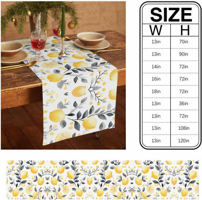 Summe Lemon Table Runner Gray Leaf Cotton Linen Table Runners 72 Inches Long, Decorative Dresser Scarf for Kitchen Dining Table, Spring Table Decorations for Home,Parties,and Outdoor Events