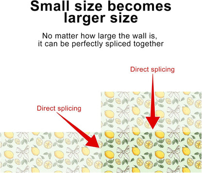 Lemon Wallpaper 15.7"x39.4" Peel and Stick Vinyl Contact Paper Self Adhesive Removable Citrus Fruit Green Leaf Bow Summer Wall Mural for Kitchen Bedroom Living Room Home Decor