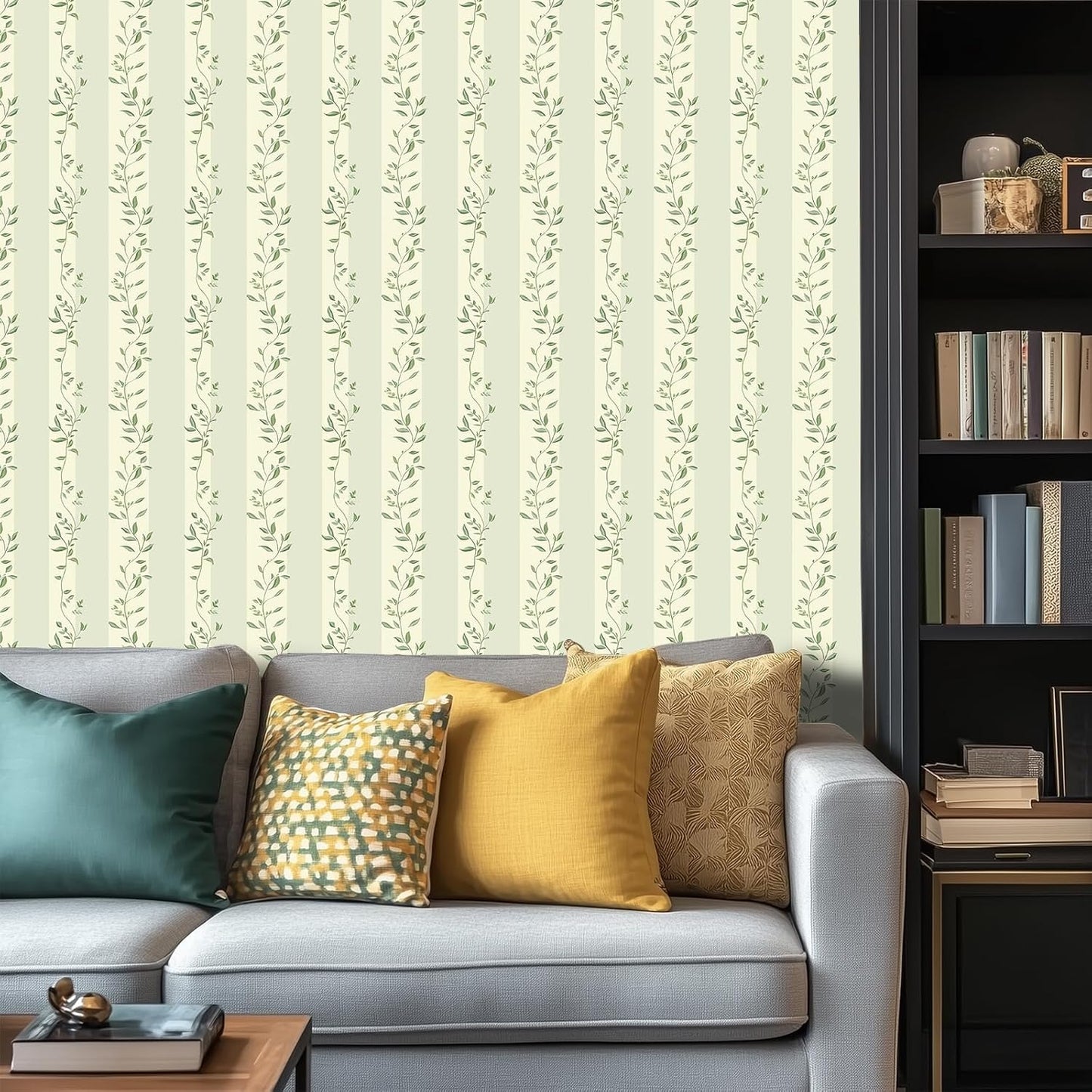 Lemon Wallpaper 15.7"x39.4" Peel and Stick Vinyl Contact Paper Self Adhesive Removable Citrus Fruit Green Leaf Bow Summer Wall Mural for Kitchen Bedroom Living Room Home Decor