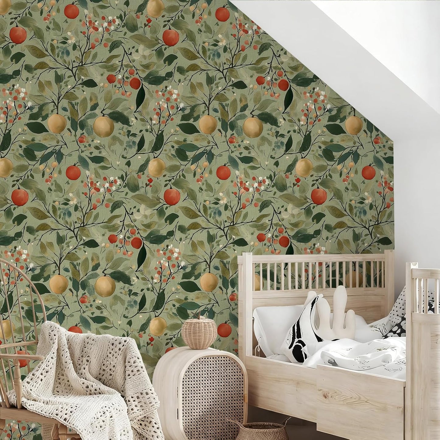 Watercolor Lemon Floral Wallpaper Peel and Stick Removable 17.7" x 118.11" Yellow Citrus Pink Flower Green Leaf Wall Paper Self Adhesive for Classroom Bedroom Laundry Room Bathroom