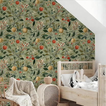 Watercolor Lemon Floral Wallpaper Peel and Stick Removable 17.7" x 118.11" Yellow Citrus Pink Flower Green Leaf Wall Paper Self Adhesive for Classroom Bedroom Laundry Room Bathroom