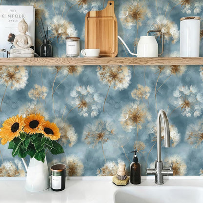 Watercolor Lemon Floral Wallpaper Peel and Stick Removable 17.7" x 118.11" Yellow Citrus Pink Flower Green Leaf Wall Paper Self Adhesive for Classroom Bedroom Laundry Room Bathroom