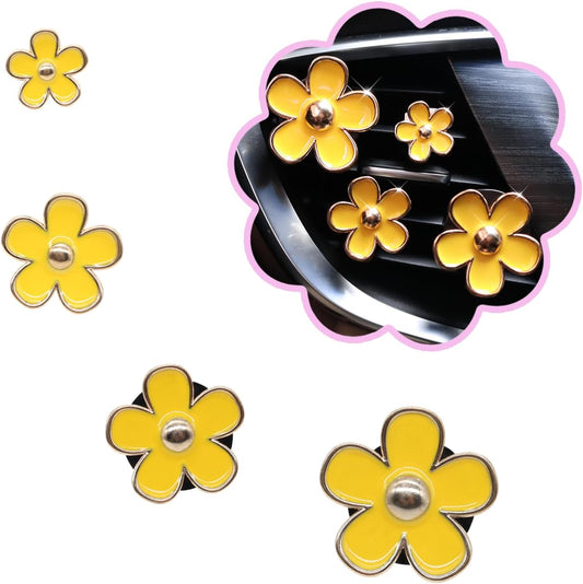 ORIESSE Flowers Air Vent Clips,Daisy Car Air Freshener,4pcs Yellow Flower Car Accessories for Women,Lavender Scent,Dashboard Decorations,Refillable Clips On Air Freshener