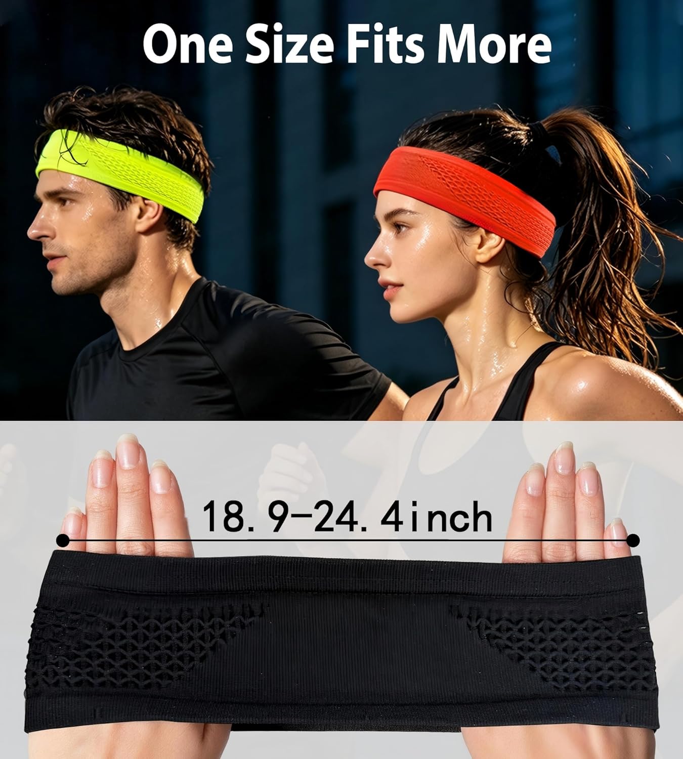 Breathable Sweatband&Headband-Airflow Design Keeps Head Cool - Comfortable, Breathable & Highly Sweat-Absorbent, Fits Snugly Without Slipping