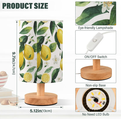 Bedside Table Lamp Lemon Yellow Citrus Fruits (8) Kids Nightstand Lamp Night Light Fabric Shade for Bedroom Living Room Home Office