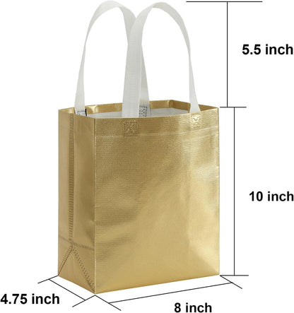 40 Pack 10 x 8 Inch Reusable Present Gift Bag, Medium Grocery Bags, Shopping Tote Bag for Weddings, Birthday, Party
